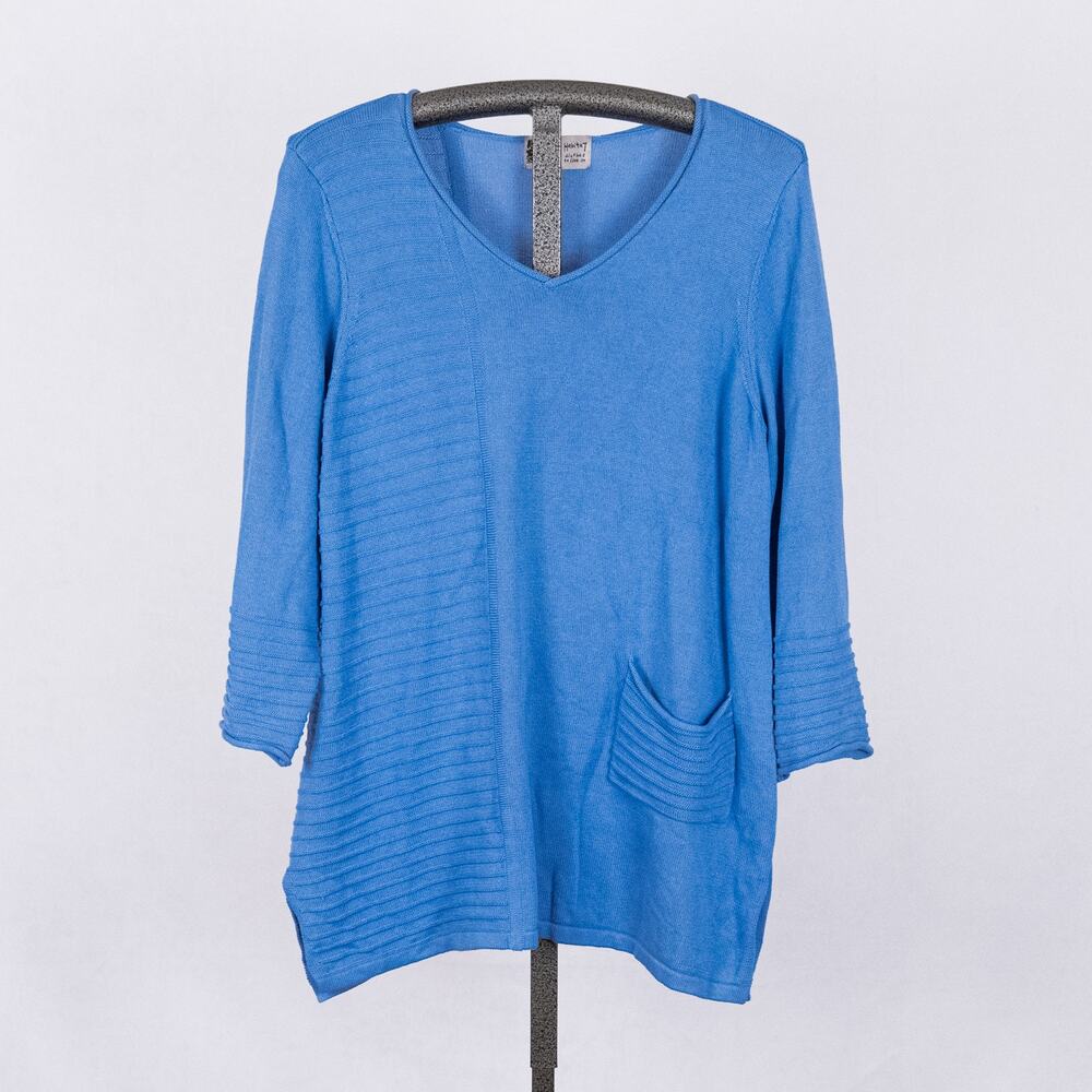 Habitat Women's Cotton Tunic Sweater SZ LARGE Lagenlook Casual Comfort Cozy Blue